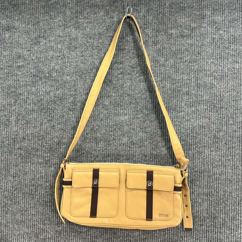 Matt & Nat Crossbody Bag Womens Tan Brown Excellent Vegan Leather Utility Pocket